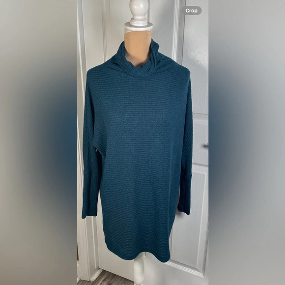 Free People We The Free Kitty Thermal Mock Cowl Neck Ocean Blue Teal XS - Picture 6 of 9